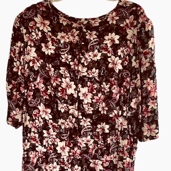 Ms. Basia California Vintage burgandy wine colored floral midi dress Size 18 - Picture 6 of 13